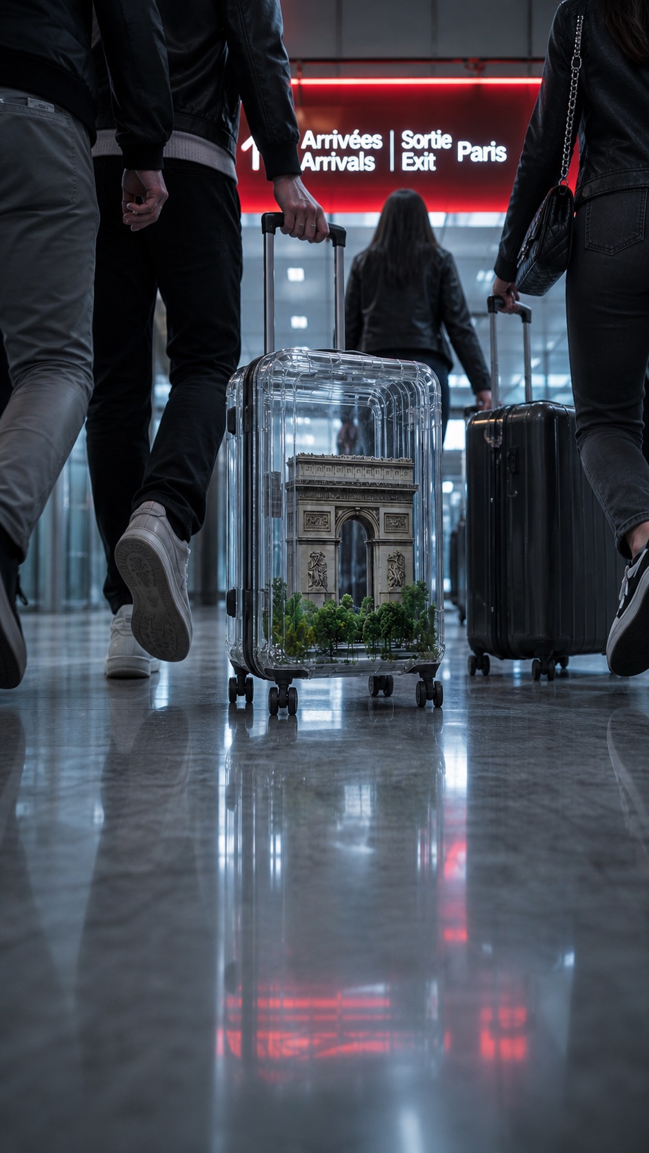 CHECK-IN Flight 001 arrivals campaign visual